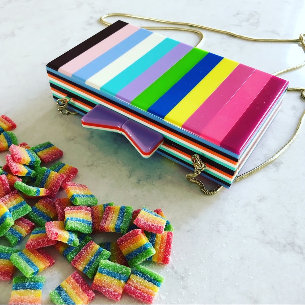 Candy stripe acrylic lucite clutch bag purse